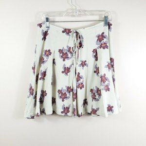 FREE PEOPLE floral lace up front boho mini skirt